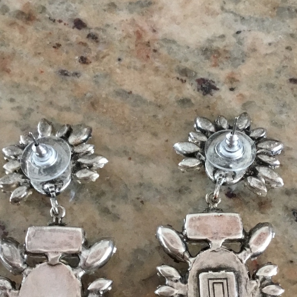 Dannijo Oxidized Silver Crystal Pearl Drop Earrings - Picture 7 of 7